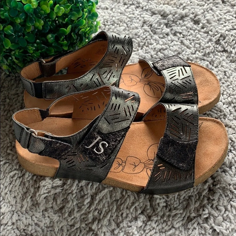 Josef‎ Seibel 38 Black/Silver Sandals